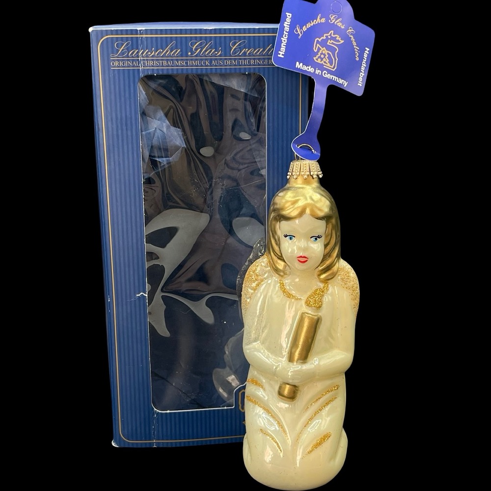 Lauscha Glas Krebs Glass Angel Christmas Ornament Handcrafted‎ Made in Germany